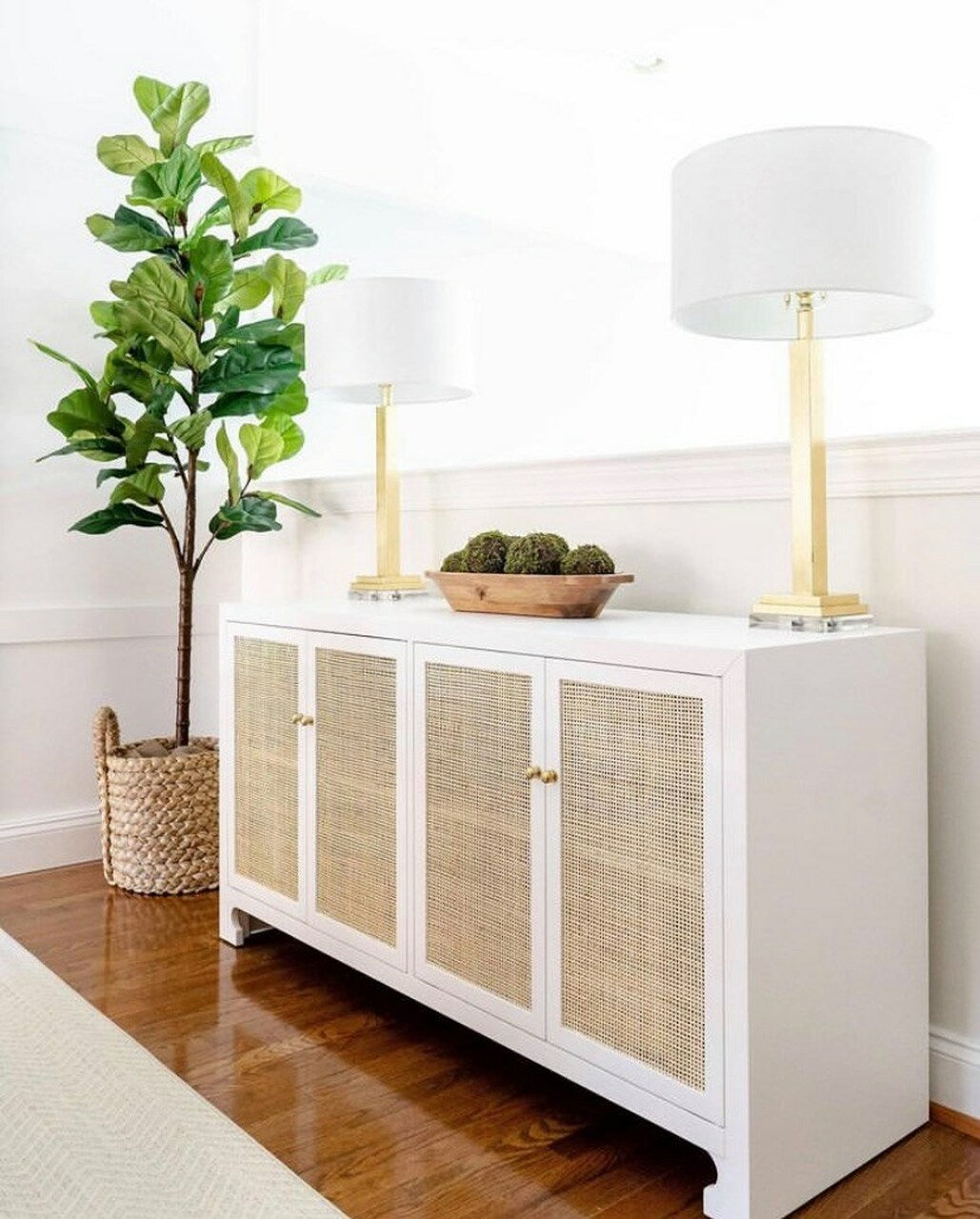 Tropical Chic White Cabinet - Cane & Rattan Collection
