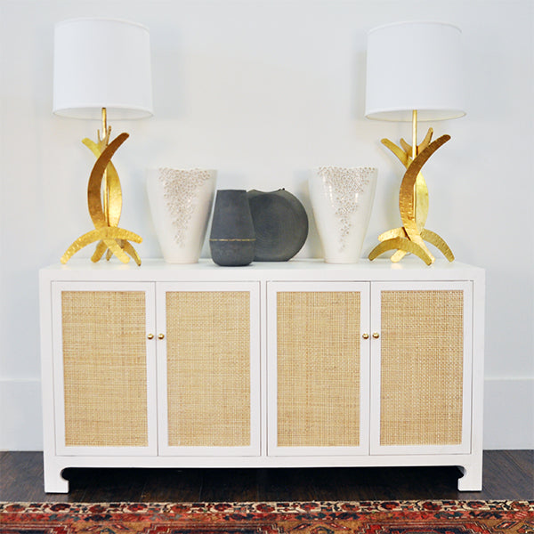 Tropical Chic White Cabinet - Cane & Rattan Collection