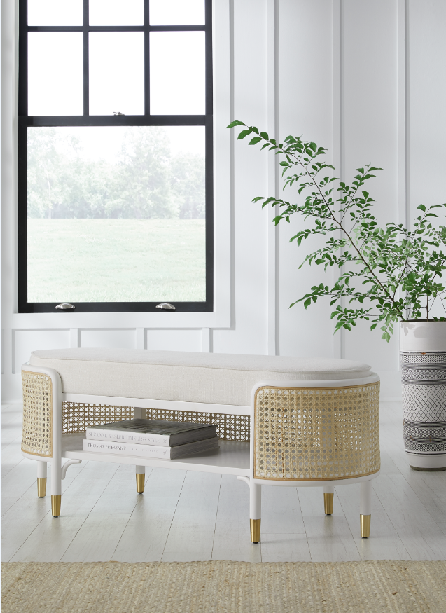 Elegant Cane Style Bench - Cane & Rattan Collection