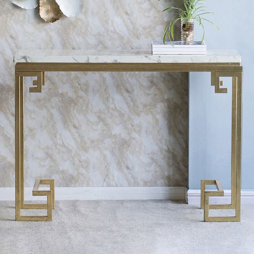 Gold Leaf Glossy White Console