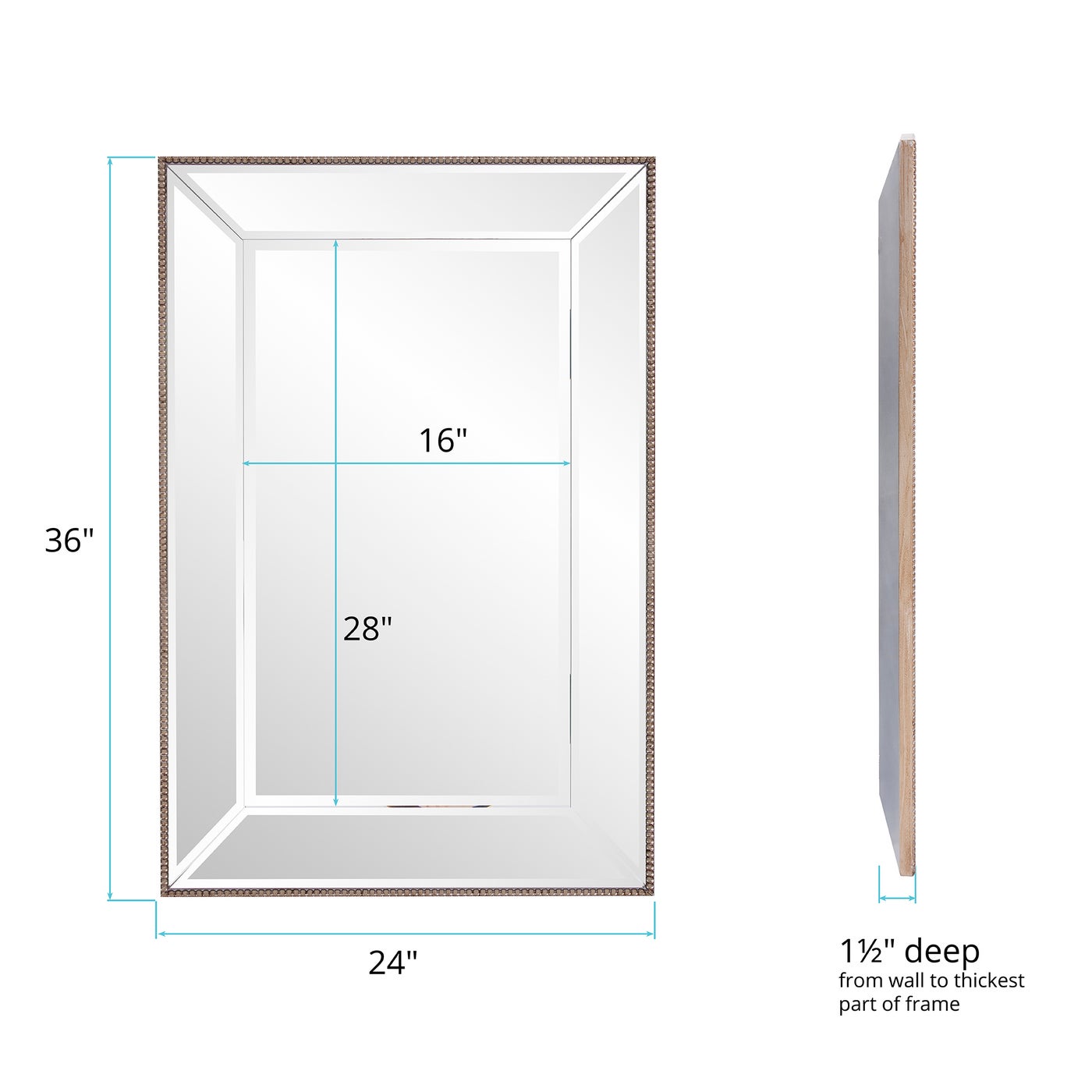 Champagne Antique Silver Rectangular Mirror