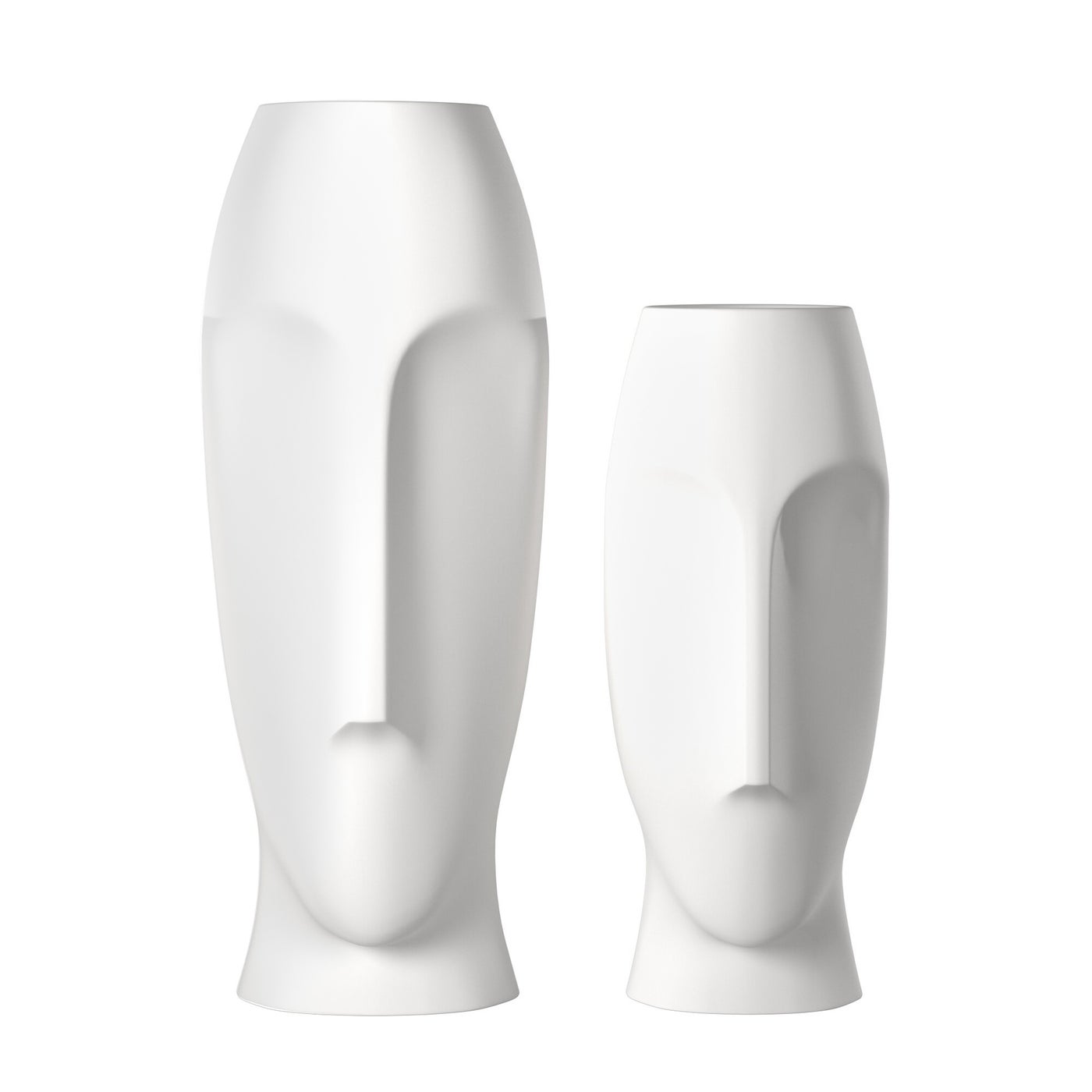 Abstract Faces White Ceramic Vase (Set of 2)