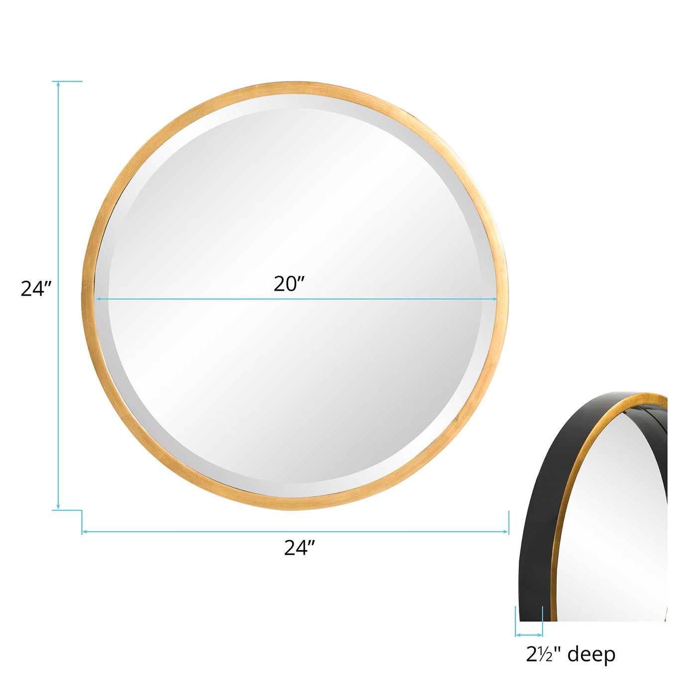 Glossy Black Lacquer Round Mirror