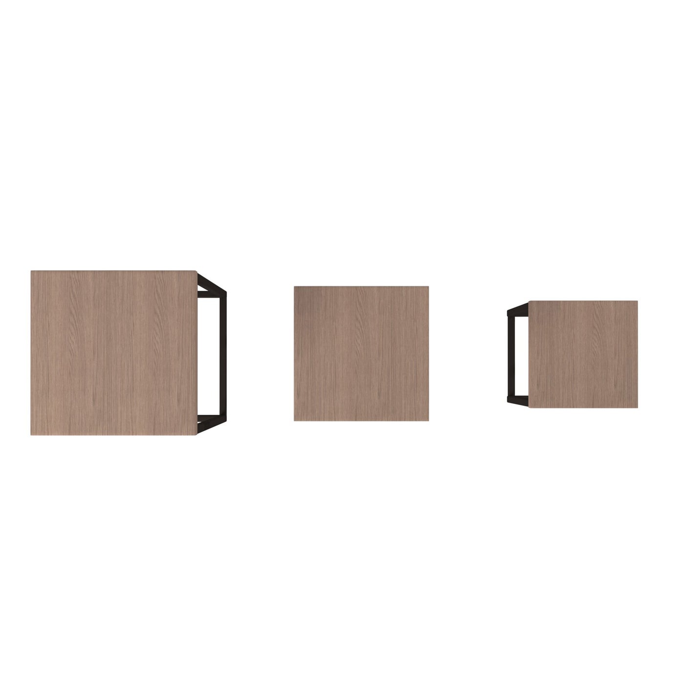 Gray Wood Black Metal Pedestal (Set of 3)