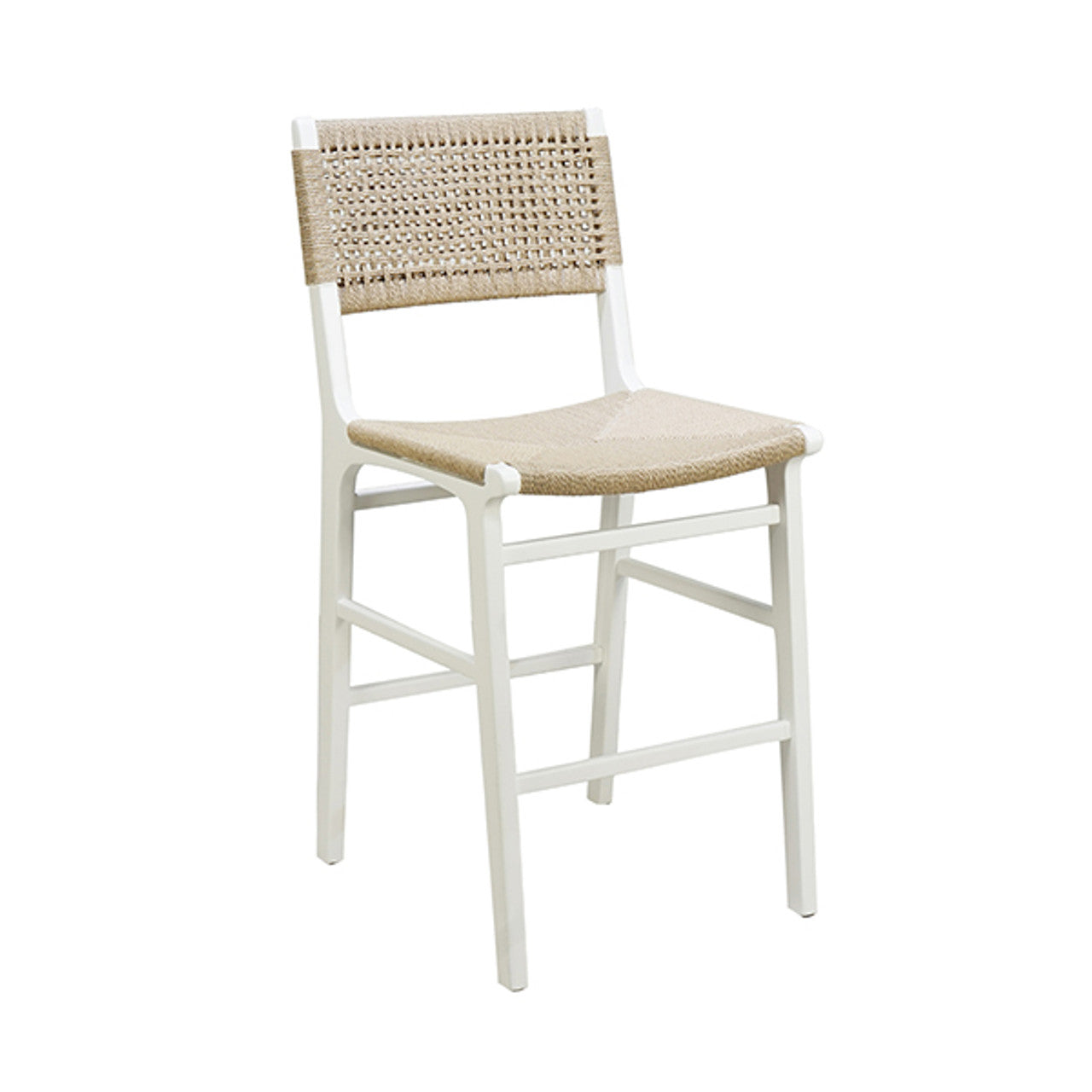 Natural Woven Matte White Counter Stool - Cane & Rattan Collection