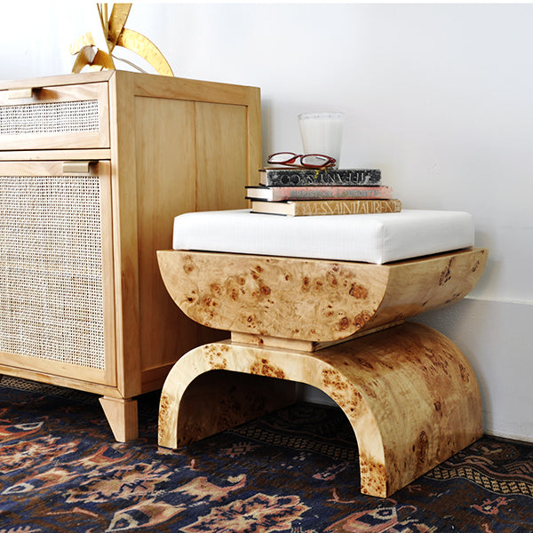 Glossy Burl Sculptural Bench