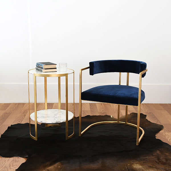 Geometric Marble & Gold Leaf Side Table