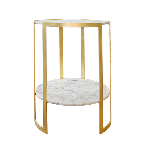 Geometric Marble & Gold Leaf Side Table