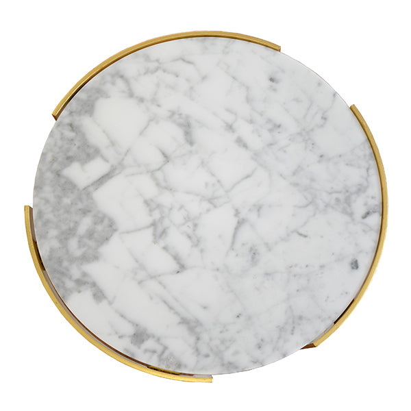 Geometric Marble & Gold Leaf Side Table