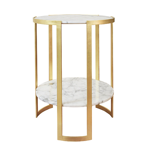 Geometric Marble & Gold Leaf Side Table