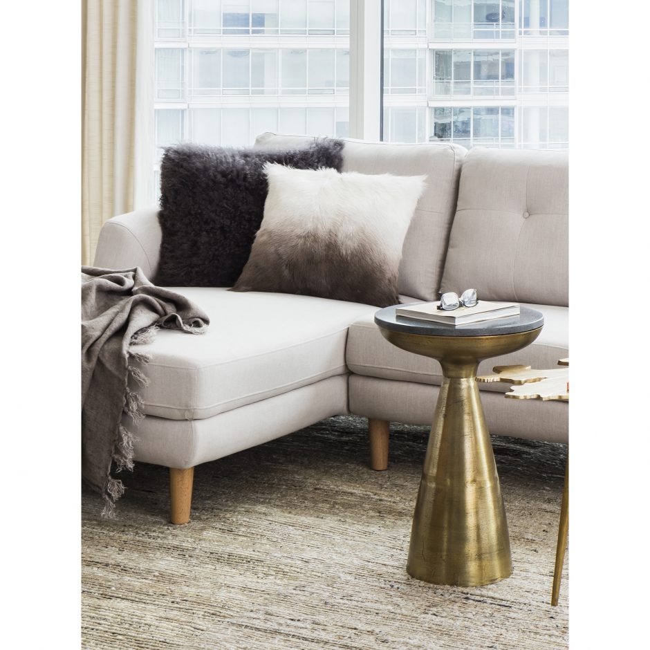 Elegant Gold and Granite Side Table