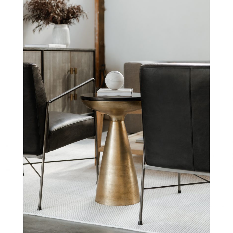 Elegant Gold and Granite Side Table