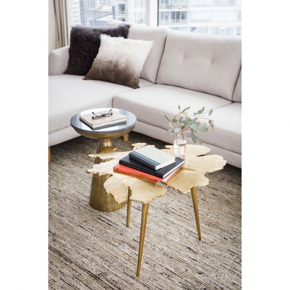 Elegant Gold and Granite Side Table