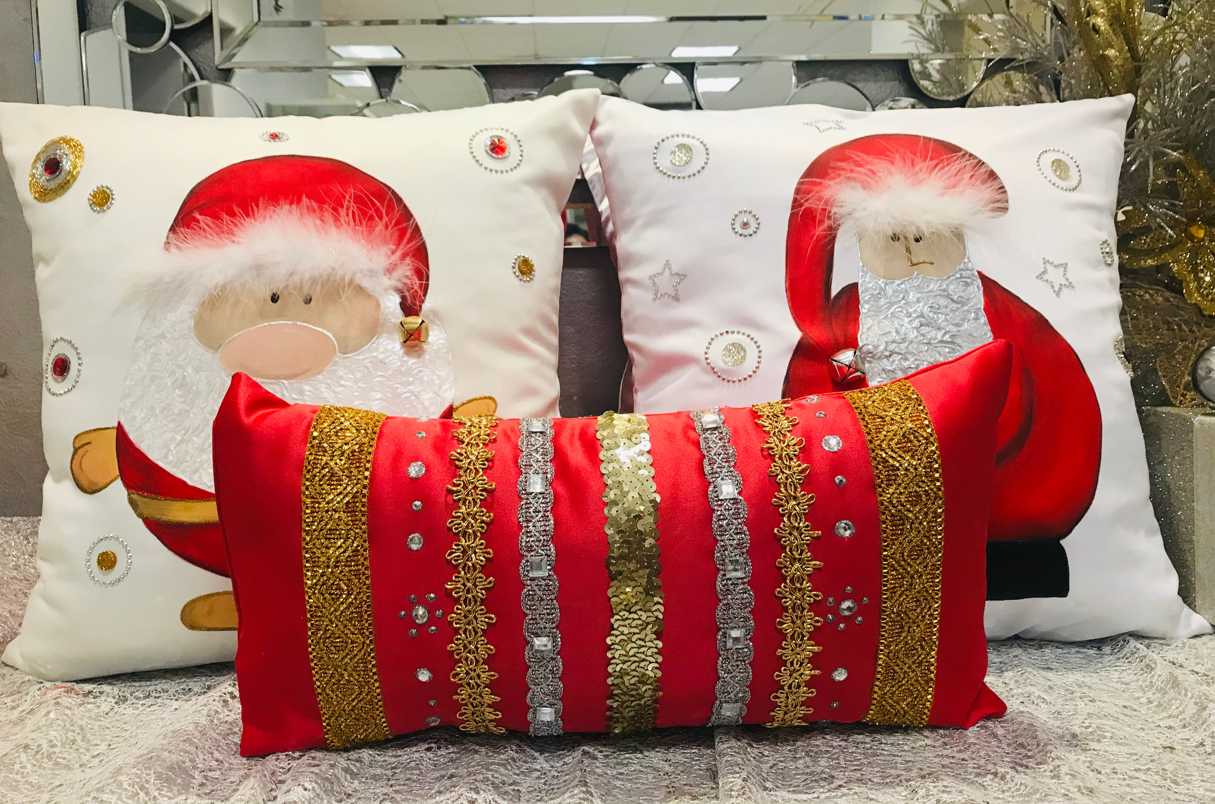 Ribbons and Stones Rectangular Christmas Pillow