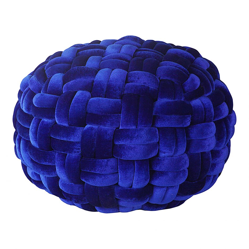 Glamorous Blue Velvet Pouf Ottoman