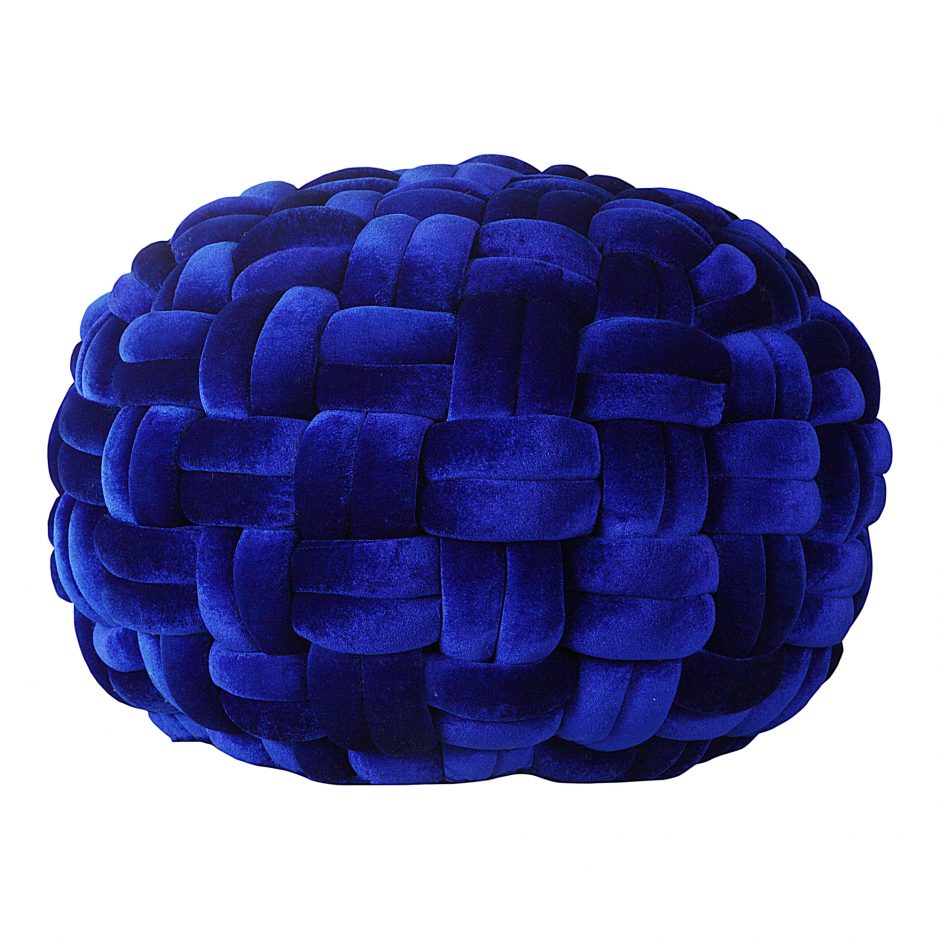 Glamorous Blue Velvet Pouf Ottoman