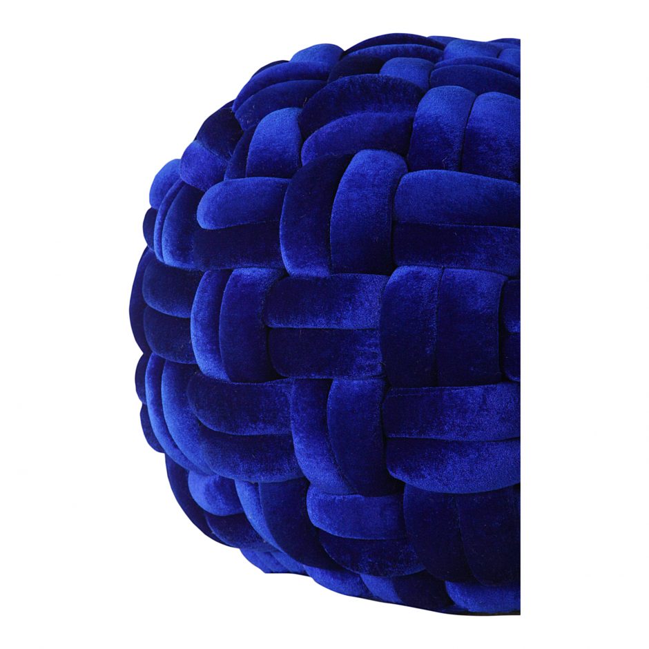 Glamorous Blue Velvet Pouf Ottoman