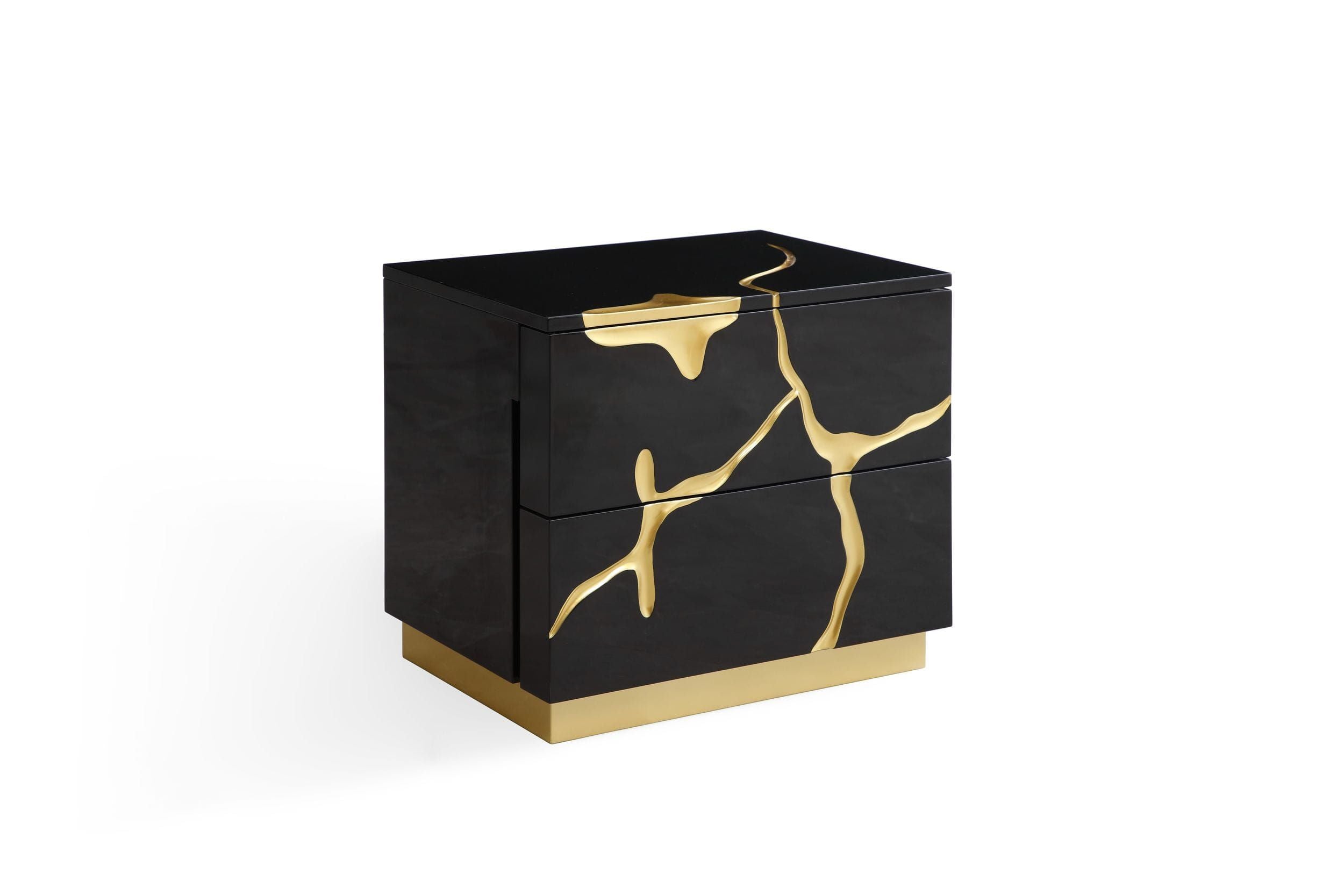 Modern Glam Nightstand - Black & Gold