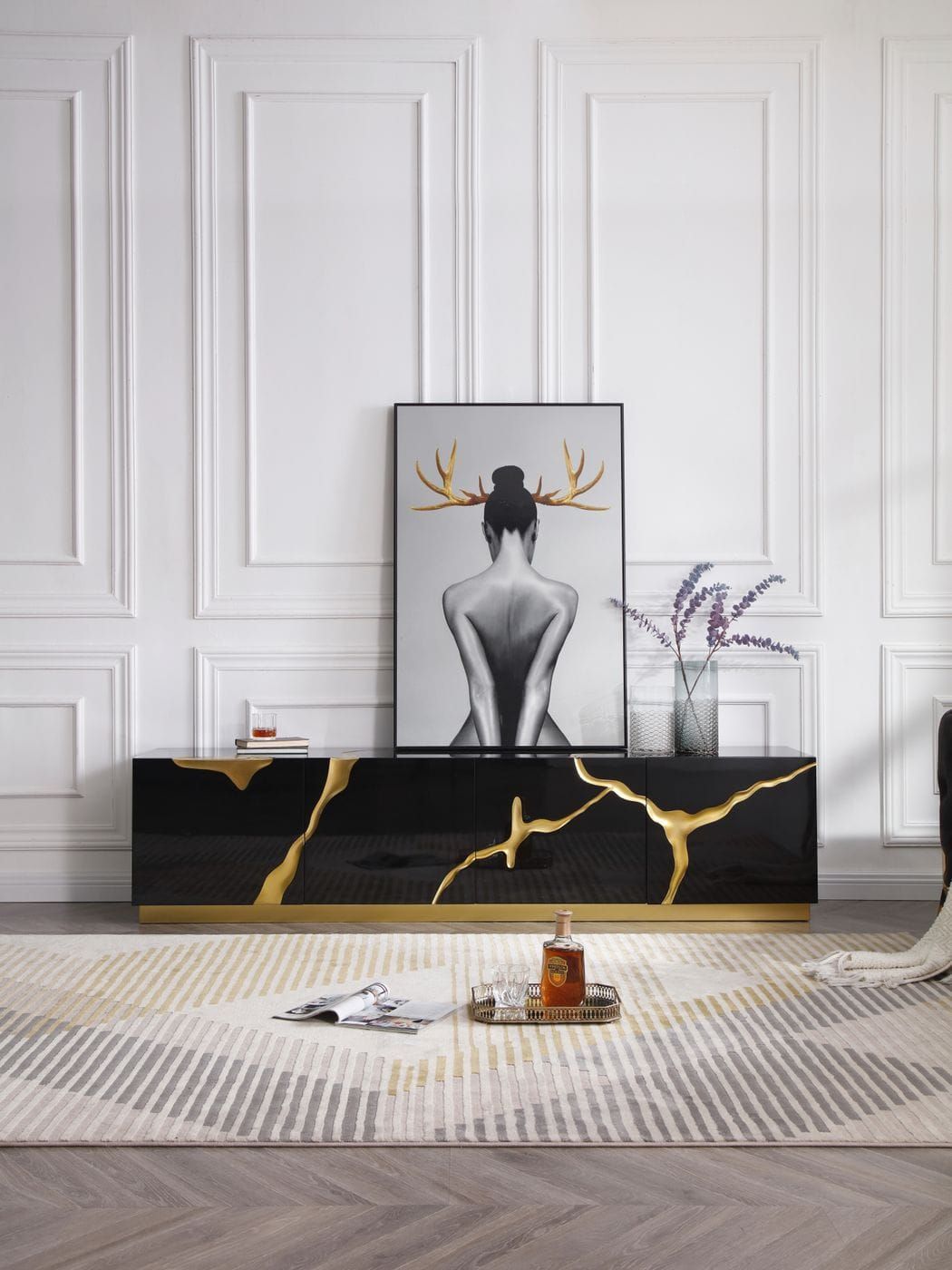 Modern Glam High Gloss Cabinet