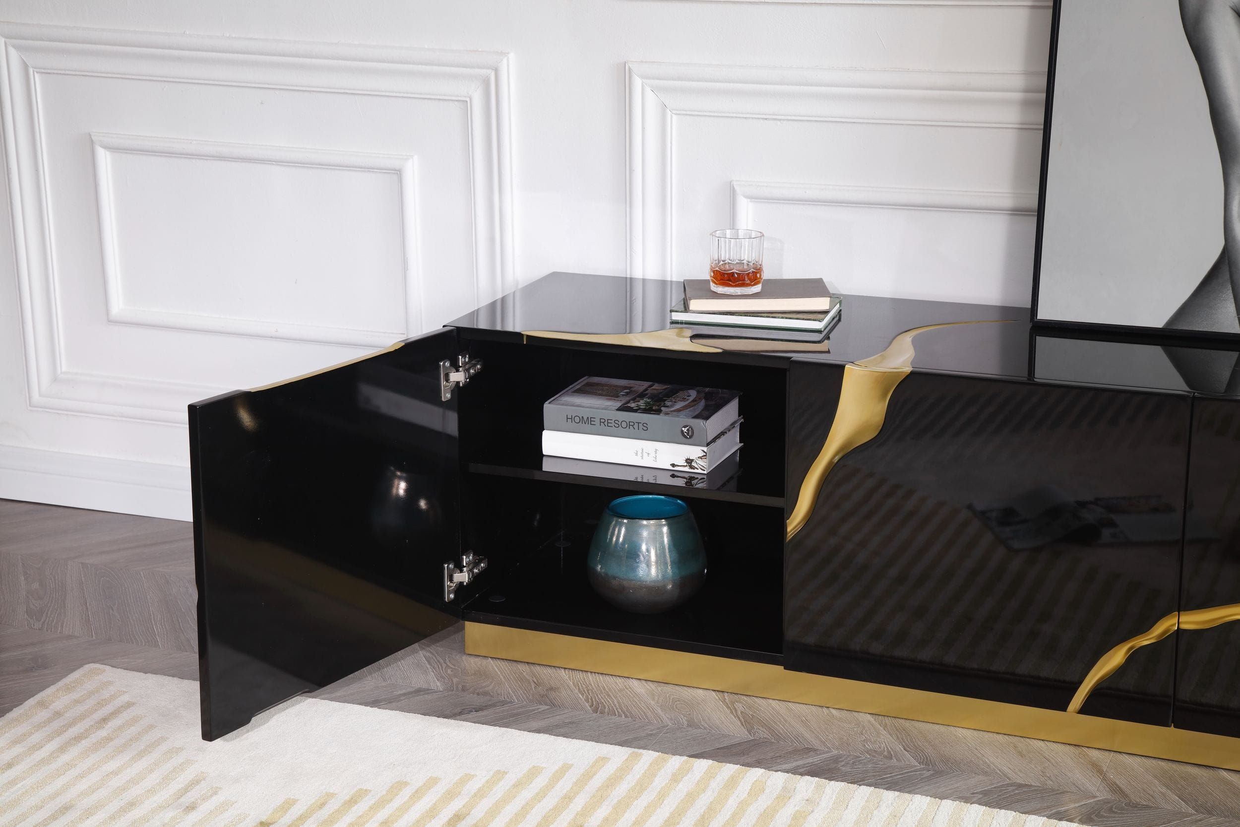 Modern Glam High Gloss Cabinet