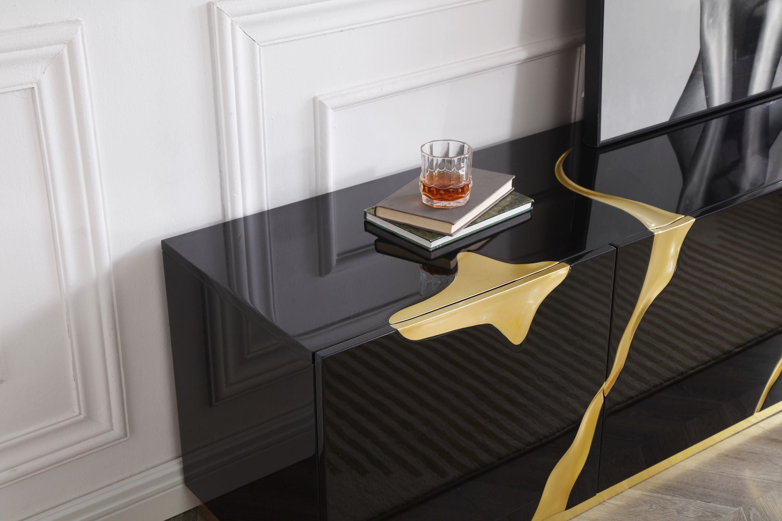 Modern Glam High Gloss Cabinet