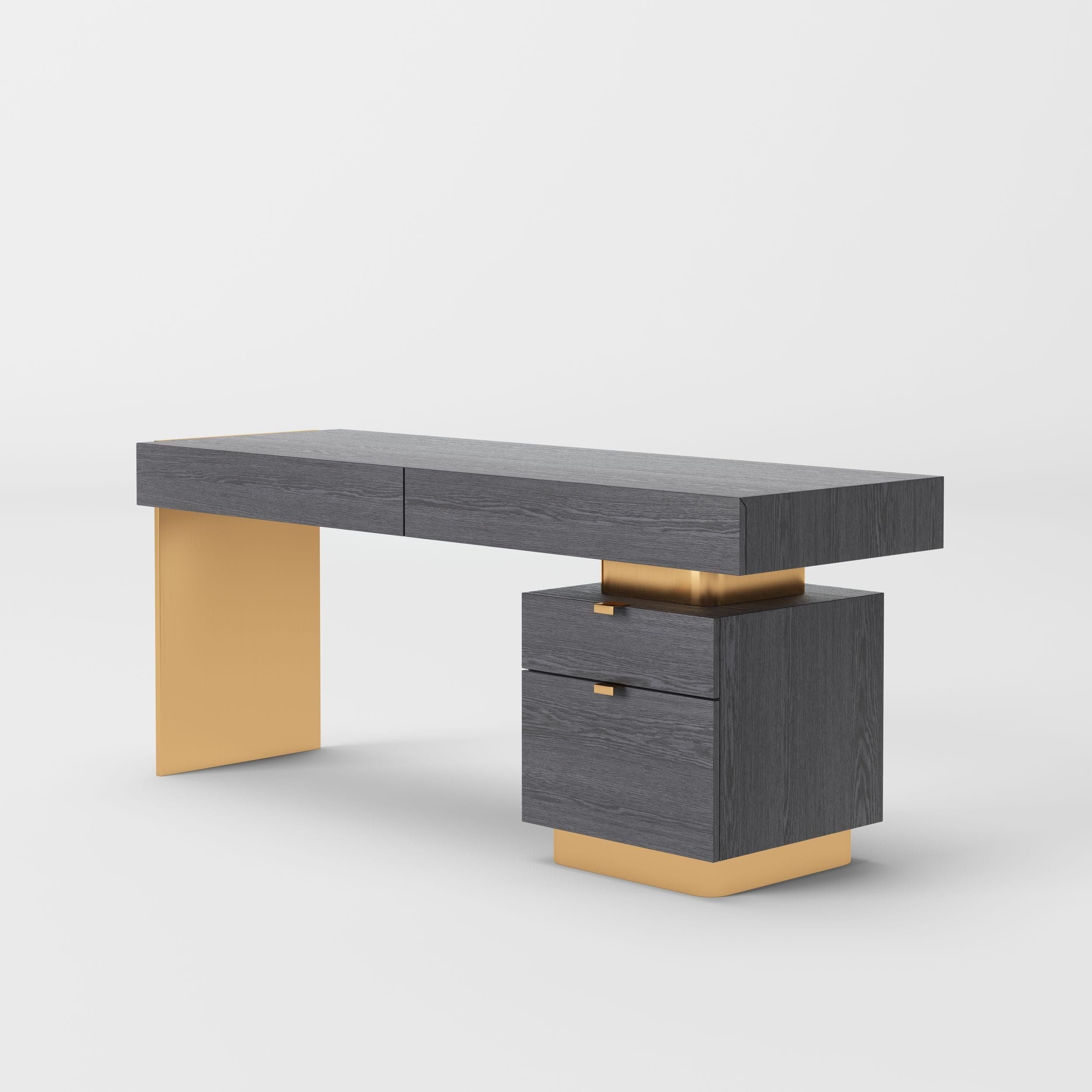 Contemporary Grey & Gold Desk