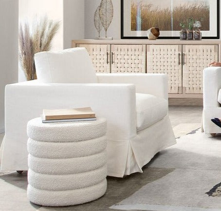 Ivory Boucle Ottoman