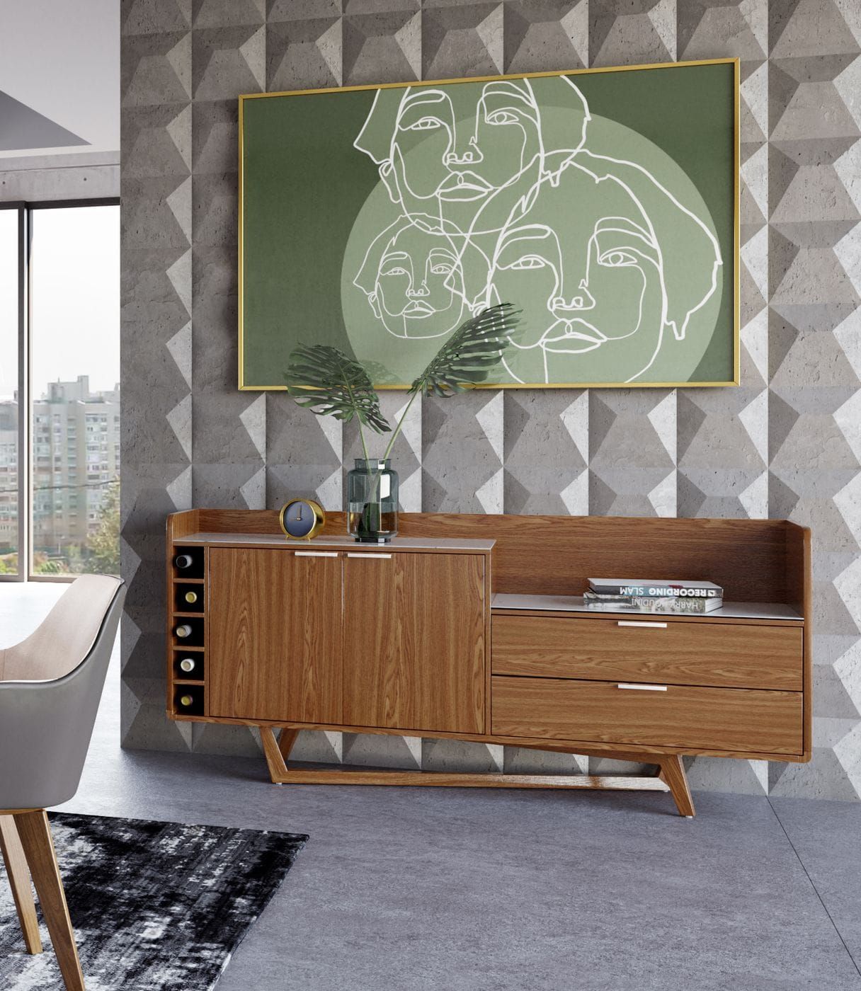 Asymmetrical Sideboard