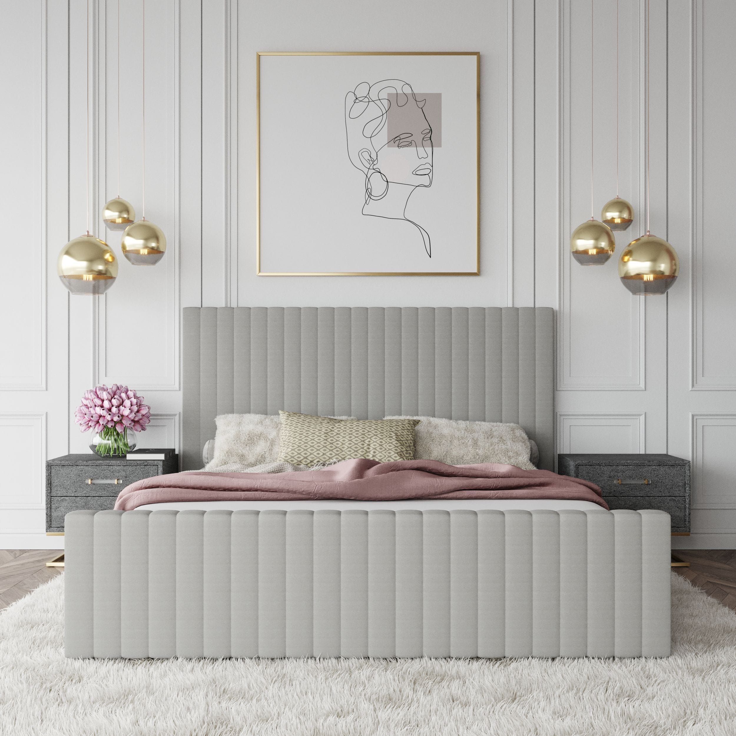 Contemporary Velvet Tufting Bed