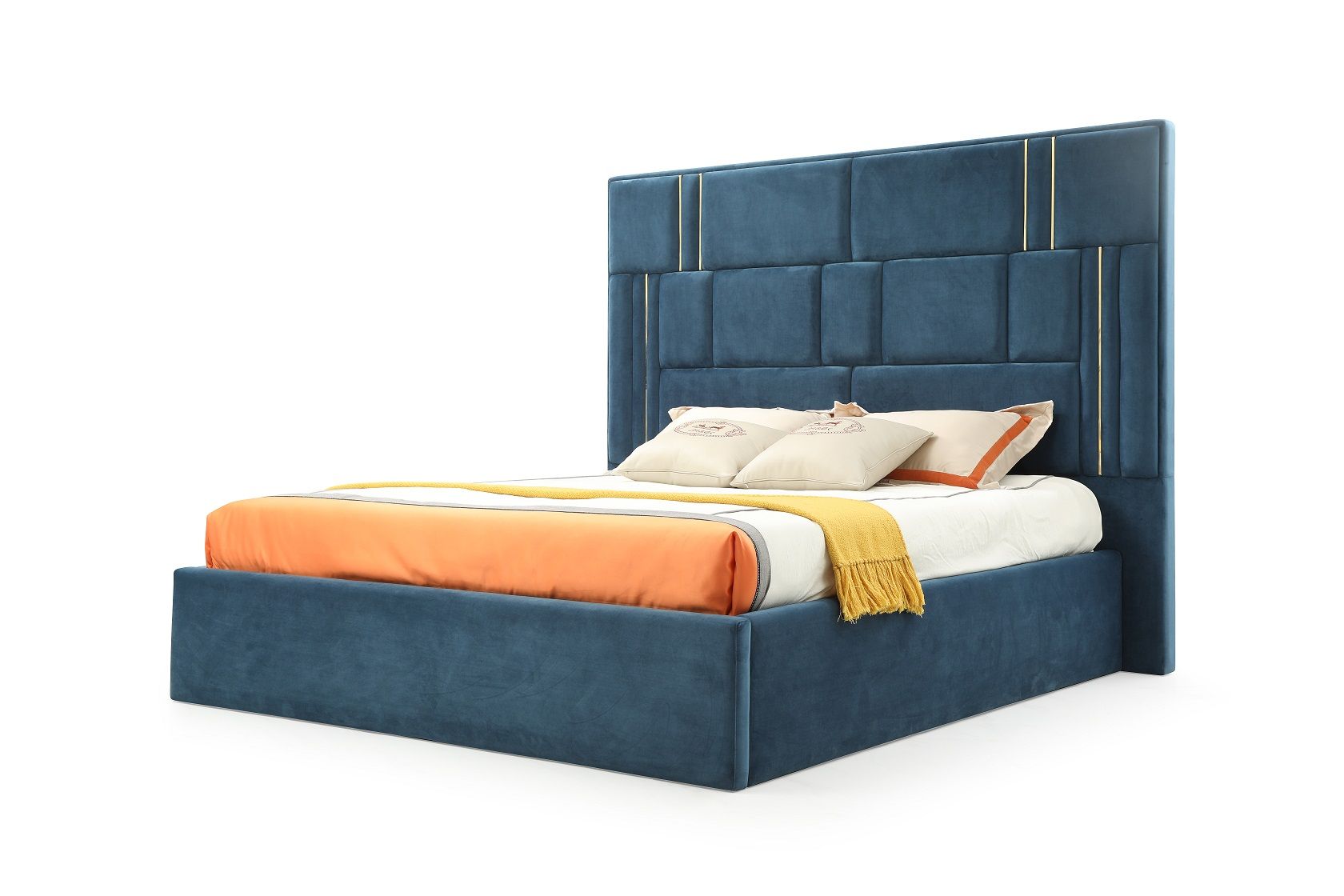 Dramatic Blue Velvet Bed