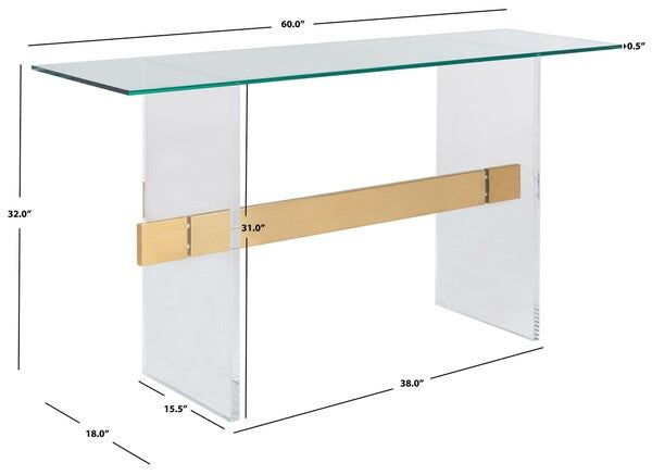 Contemporary Acrylic and Gold Console