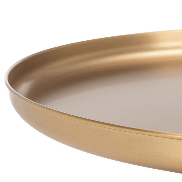 Eclectic Brass and Black Base Accent Table