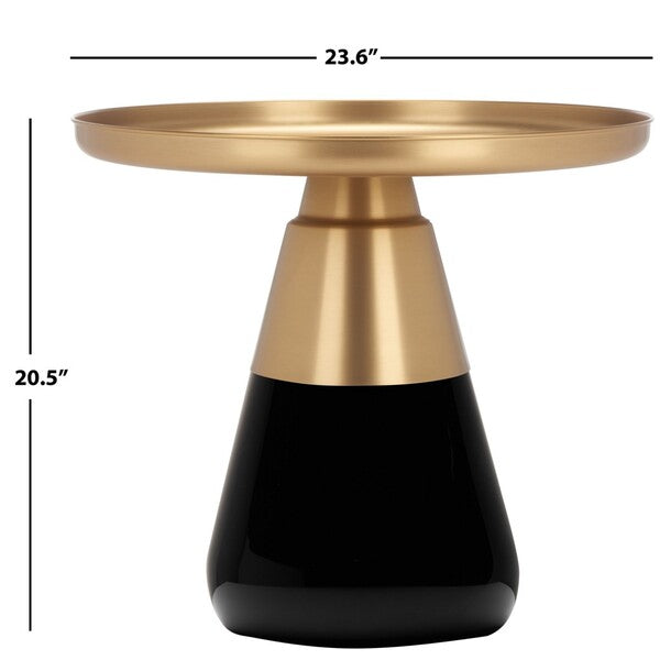 Eclectic Brass and Black Base Accent Table